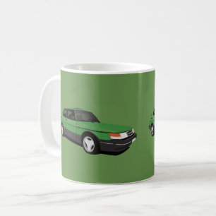 Mug Saab 900 Turbo 16 Aero, deux images gris vert