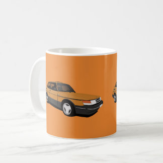 Mug Saab 900 Turbo 16 Aero, deux images orange