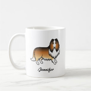 Mug Sable Rough Collie Cute Cartoon Chien & Nom