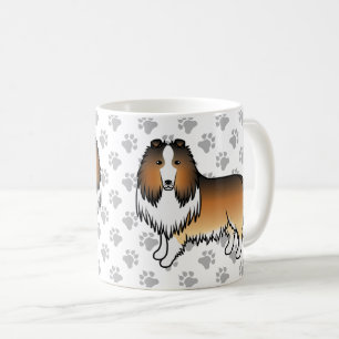 Mug Sable Rough Collie mignonne Cartoon Chien & Pâtes