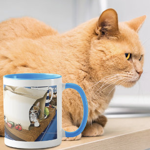 Mug Sac à provisions chat tigré curieux bleu mignon