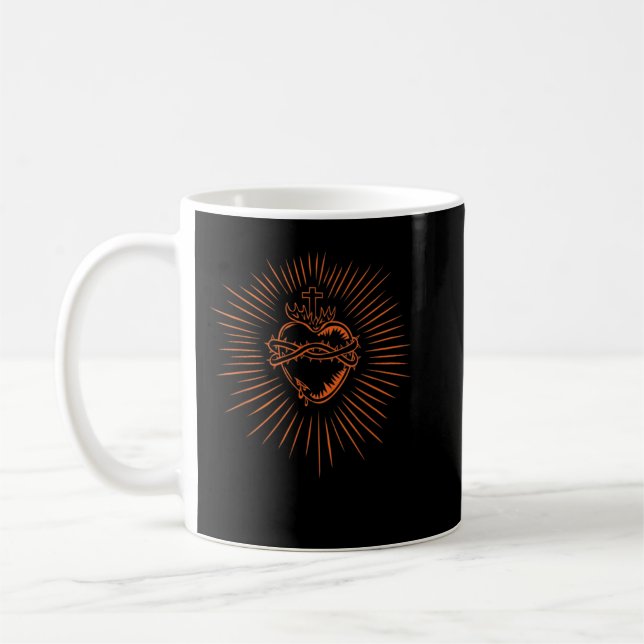 Mug Sacré Coeur De Jésus Dévotion T-Chemise Catholique (Gauche)