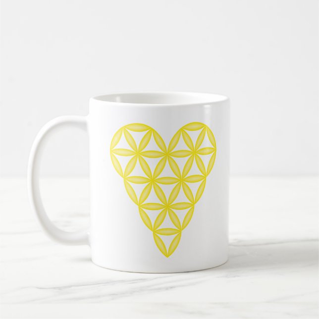 Mug Sacred Heart - Coeur de vie, 3D/Jaune. (Gauche)