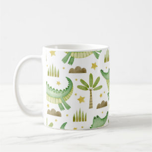 Mug Safari africain : Crocodile et palmiers aquarelles
