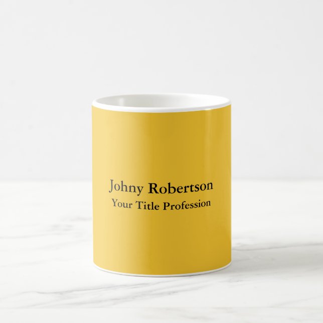 Mug Saffron Golden Jaune Plaine Élégante Professionnel (Centre)