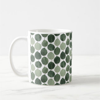 Mug Sage Green Eucalyptus Leaf Pattern Botanical Plant