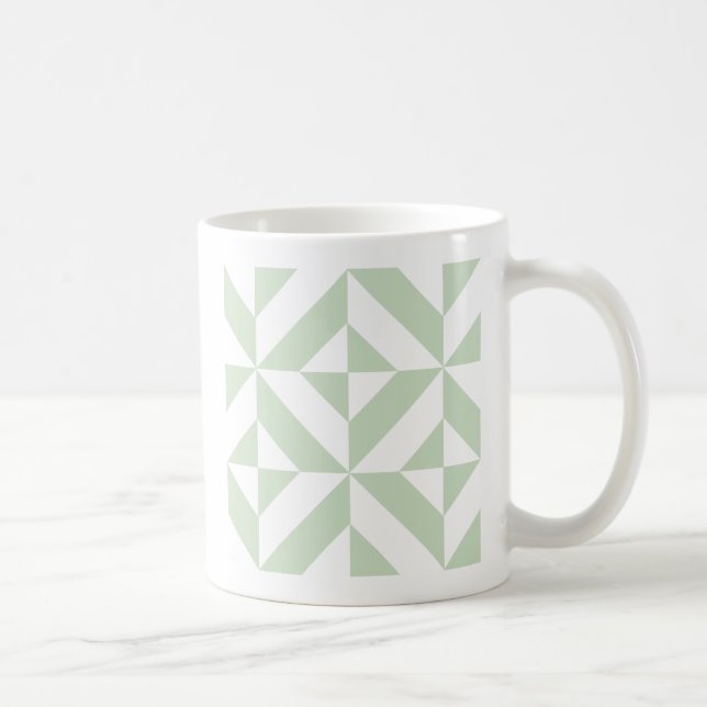 Mug Sage Green Geometric Deco Cube Pattern (Droite)
