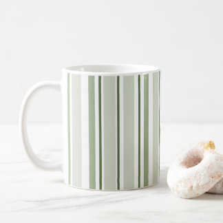 Mug Sage Green (Light, Medium, Dark) and White Stripes