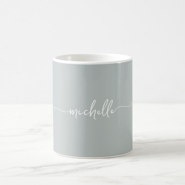 Mug Sage Green Stylet Monogramme Signature Script (Centre)