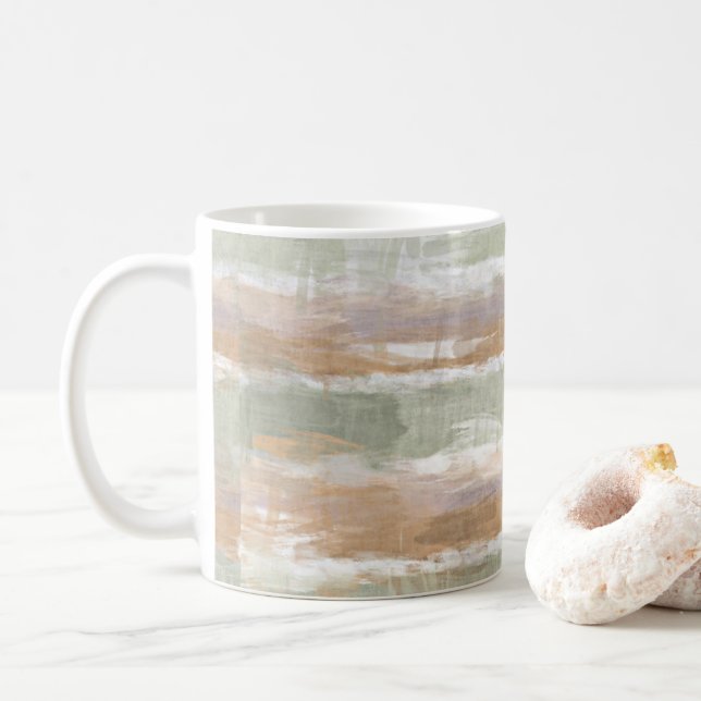 Mug Sage Vert Violet Orange Blanc Aquarelle Bandes (Avec donut)