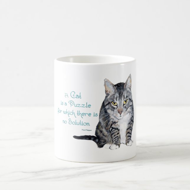 Mug Sagesse Féline - un Chat est une Énigme (Centre)