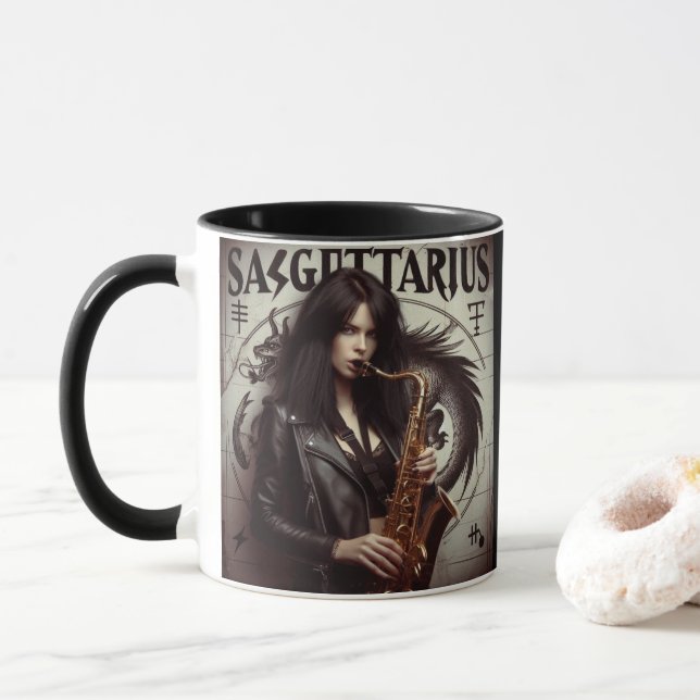 Mug Sagittaire Zodiaque Musicien Saxophone (Avec donut)
