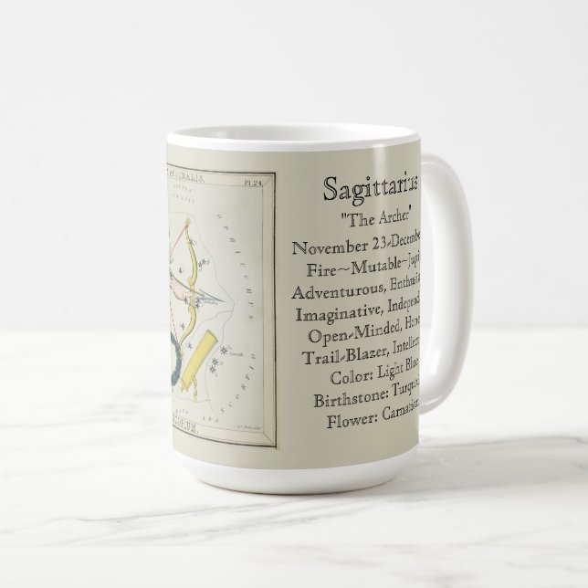 Mug Sagittarius Zodiac Antique Graphique Astronomique (Devant droit)
