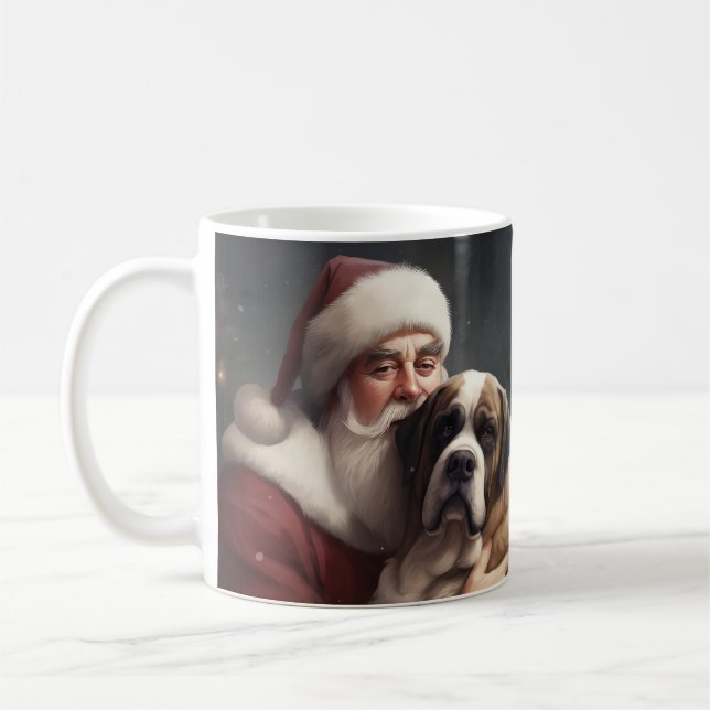 Mug Saint Bernard avec le Père Noël Festif Noël (Gauche)