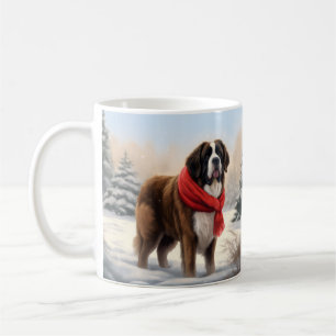 Mug Saint Bernard Chien à Noël de neige