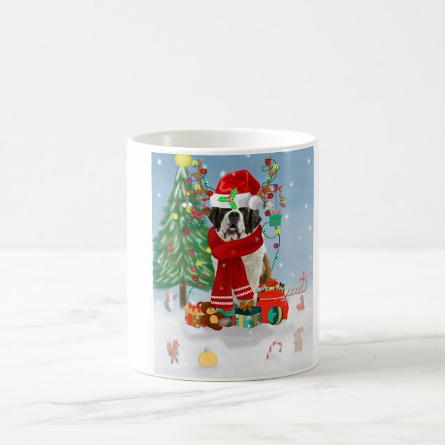 Mug Saint Bernard Chien à Noël de neige (Centre)