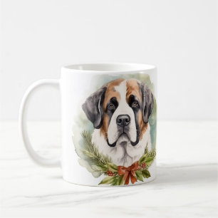 Mug Saint Bernard Christmas Wreath Festive Pup