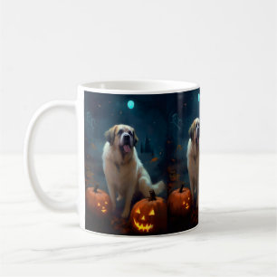 Mug Saint-Bernard d'Halloween avec citrouilles effraya
