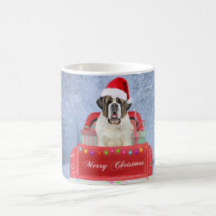 Mug Saint Bernard Dog en Neige assis Camion de Noël