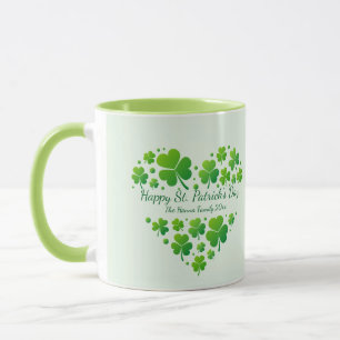 Mug Saint-Patrick Cadeau de famille cœur trèfle