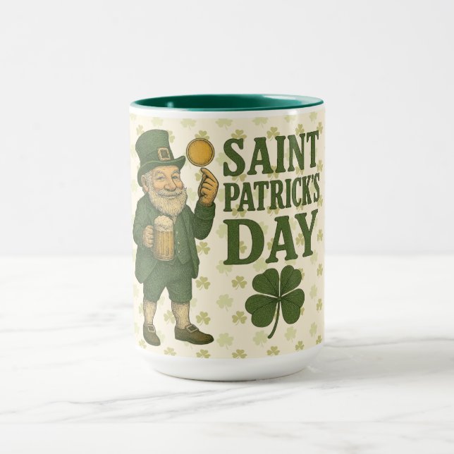 Mug Saint Patrick vintage lutin jour de la Saint-Patri (Centre)