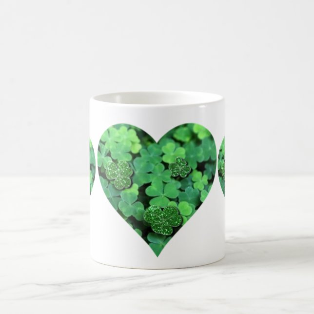Mug Saint-Patties Day, shamrock vert, Coeurs irlandais (Centre)
