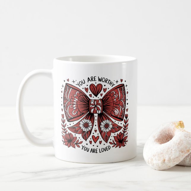 Mug Saint Valentin Chrétien Vous êtes digne Coquette (Avec donut)