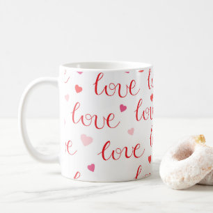 Mug Saint Valentin Coeurs d'amour Motif rose rouge