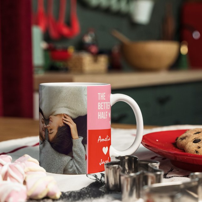 Mug Saint Valentin Coeurs rose et rouge photo du coupl (Créateur téléchargé)