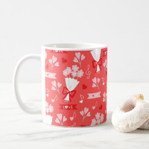 Mug Saint Valentin Fleurs Chocolats Coeurs rose