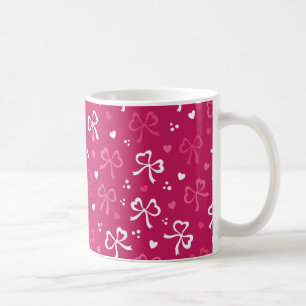 Mug Saint Valentin Rouge rose Rubans Coeurs Motif