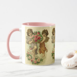 Mug Saint-Valentin victorien vintage, Anges Roses