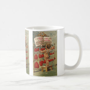 Mug Saint-Valentin victorien vintage, Cupidon et cœurs