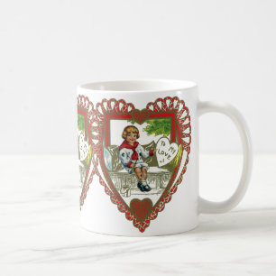 Mug Saint-Valentin victorien vintage, garçon dans un c
