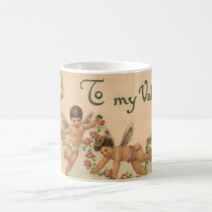 Mug Saint-Valentin vintage, chérubins victoriens dans