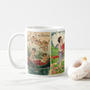 Mug Saint-Valentin vintage, cœurs d'anges victoriens