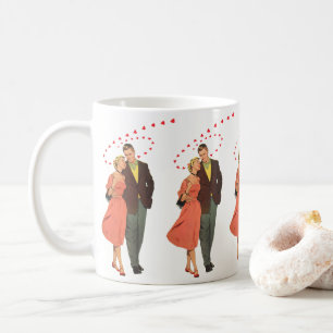 Mug Saint-Valentin vintage, cœurs flottants romantique