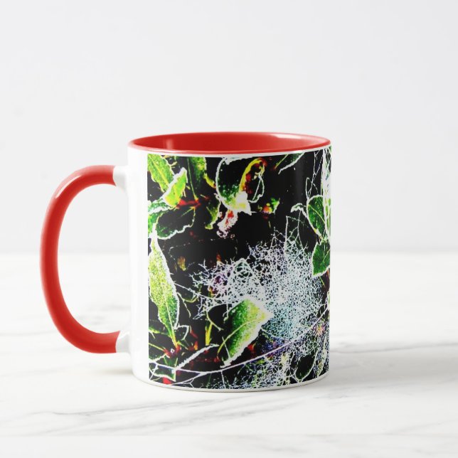 Mug sainte et baies de gel et de cabot pour noël (Gauche)
