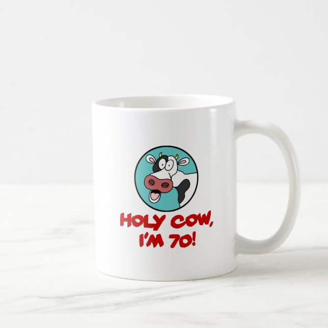 Mug Sainte vache J'ai 70 ans (Droite)