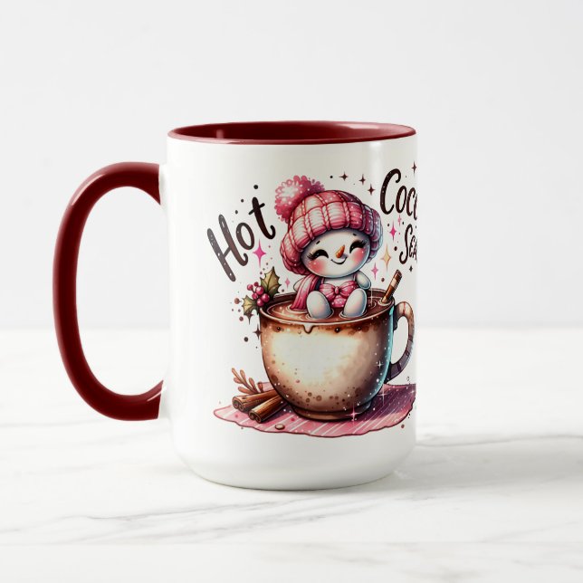 Mug Saison des Snowwomen de cacao chaud rose (Gauche)