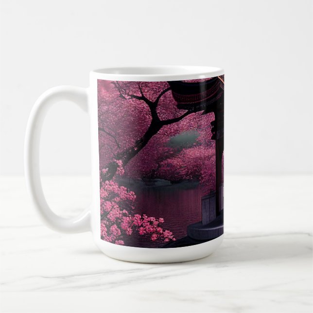Mug Sakura Cherry Blossom Garden Shrine Pond Japonais (Gauche)
