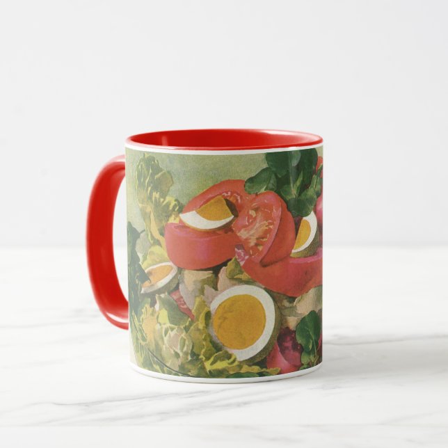 Mug Salade vintage d'oeufs et de tomates (Devant gauche)