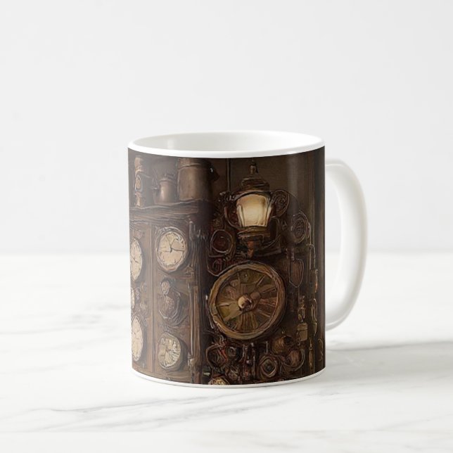 Mug Salle Steampunk avec vieilles horloge (Devant droit)