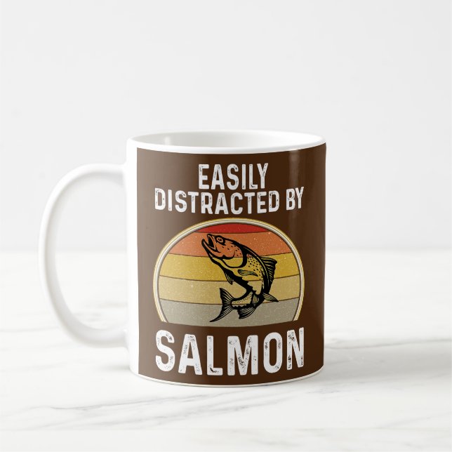 Mug Salmon Fisherman Easily Distracted by Fishing (Gauche)
