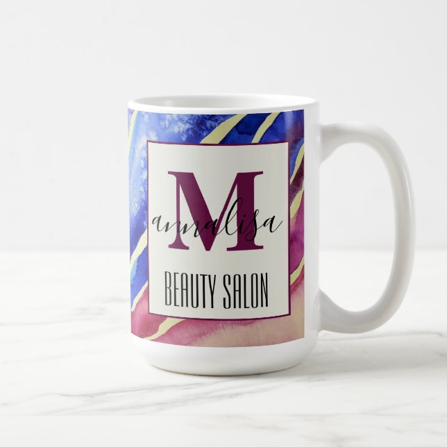 Mug Salon de beauté bleu rose Abstrait (Droite)