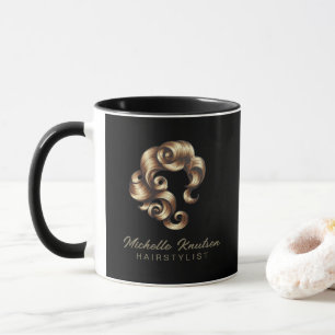Mug Salon de beauté de coiffeur chic moderne Noir Or