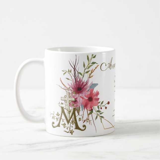 Mug Salut Mary Prière Religieuse Ave Maria Latin (Gauche)