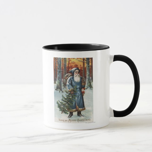 Mug Salutation de NoëlPère Noël en bleu (Droite)