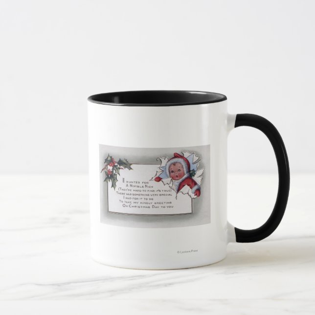 Mug Salutation de NoëlPetit enfant à travers le papier (Droite)
