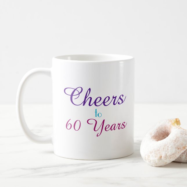 Mug Salutations à 60 ans Anniversaire coloré (Avec donut)
